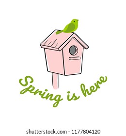 Labels with hand written phrases about spring