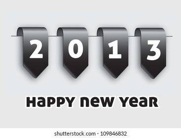 Labels happy new year over white background