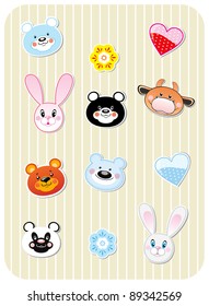 Labels with the heads of animals