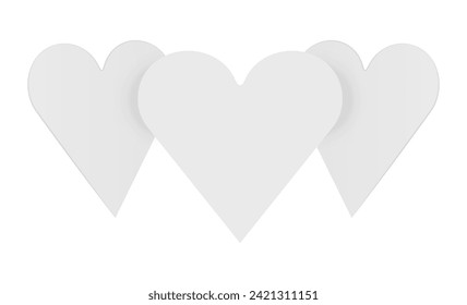 Forma Del Corazón De Las Etiquetas, Montaje En Blanco, Plantilla De Papel, Aislada En Fondo Blanco. Ilustración vectorial