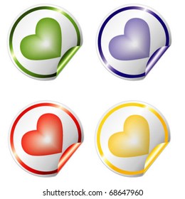 Labels with heart, wings and the text Happy Valentine's Day written inside, vector illustration