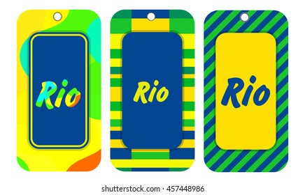 Labels with the inscription Rio.Abstract vector template design Brazil .concept, brochure, Web sites, page, leaflet, with colored lines , logo.