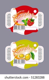 Labels with lemon and raspberry
