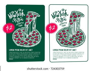 Labels, logotype and lettering.Hand drawn New York pizza.