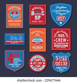 Labels marine typography, t-shirt graphics, vectors