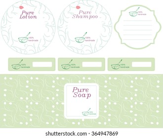 Labels for natural handmade cosmetics and soaps with the 100% natural sign
