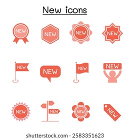 Labels New Icon  in flat color style