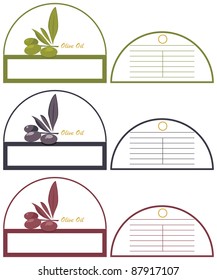 Labels for olive oil with a nutritional table