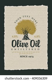 labels for olive oils with olive tree