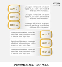 Labels with options on yellow backgrounds 