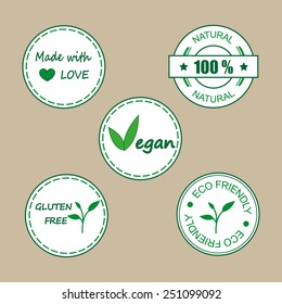Labels for organic products and food.