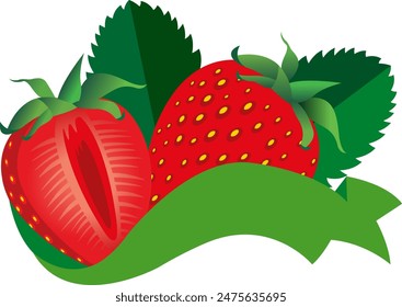 Labels for packaging design. Fruit flavor vector illustration for food products, cosmetics with strawberry flavor