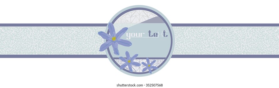 labels with a painted image of blue-hionodoksa flowers