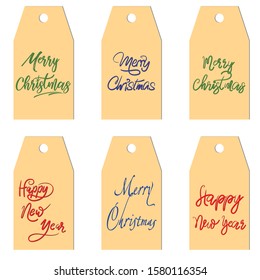 Labels with phrases for Christmas and New Year. Vector illustration, EPS 10.