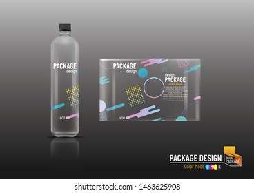 Labels & Plastic bottle, package design template, mock up, Vector illustration