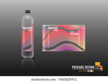 Labels & Plastic bottle, package design template, mock up, Vector illustration