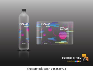 Labels & Plastic bottle, package design template, mock up, Vector illustration