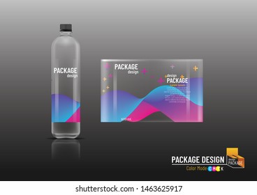 Labels & Plastic bottle, package design template, mock up, Vector illustration