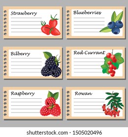 labels for preserves, with berries, for text