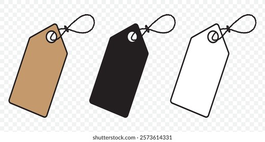 Labels, Price tags, Keywords, Coupons, Categories, Discount banners vector icon in line style design for website, app, UI, isolated on white background. Editable stroke. EPS 10 vector illustration.