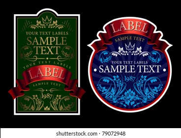 labels with a red ribbon