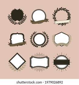 labels ribbon laurel wreath set
