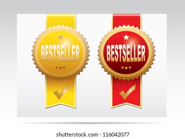 Labels with ribbons  - Bestseller. Vector