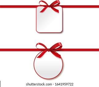 Labels With Ribbons Set Isolated White Background With Gradient Mesh, Vector Illustration