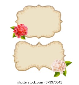  Labels with roses pink and white