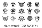 Labels set of baseball and softball game. Graphic design for t-shirt. Black print on white background