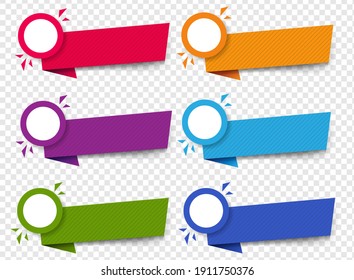 Etiquetas Configuradas En Fondo Transparente Aislado Con Malla De Gradiente, Ilustración De Vectores