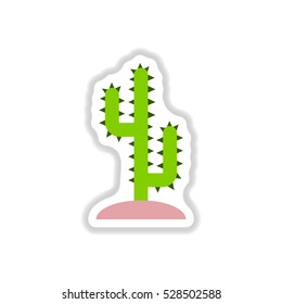 Labels with shadow flat vector icon cactus sign