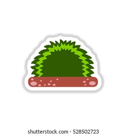 Labels with shadow flat vector icon grass and bush