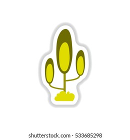 Labels with shadow flat vector icon tree silhouette