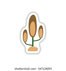 Labels with shadow flat vector icon tree silhouette