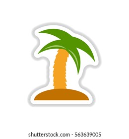 Labels with shadow flat vector icon palm tree silhouette