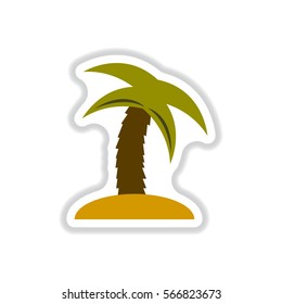 Labels with shadow flat vector icon palm tree silhouette