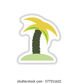 Labels with shadow flat vector icon palm tree silhouette