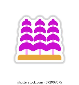 Labels with shadow flat vector icon tree silhouette