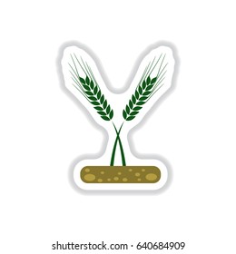 Labels with shadow flat vector icon ears of wheat