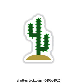 Labels with shadow flat vector icon cactus sign