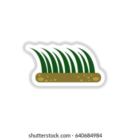 Labels with shadow flat vector icon grass and bush