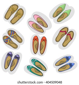 Labels shoes. Footwear vector. Women's footgear.
