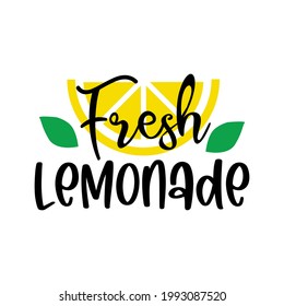 Labels and signs of fresh lemonade with lemon. Vector illustrations for graphic and web design, for stand, restaurant and bar, menu.