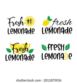 Labels and signs of fresh lemonade with lemon. Vector illustrations for graphic and web design, for stand, restaurant