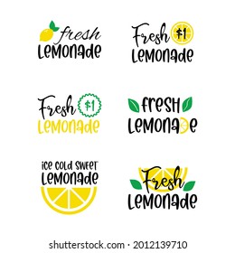 Labels and signs of fresh lemonade with lemon. Vector illustrations for graphic and web design, for stand, restaurant