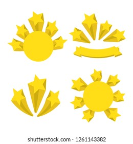 Labels with stars around. Star badge vector background