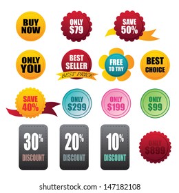 labels stickers business on white background