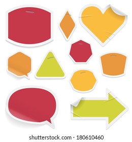 Labels and stickers on white background. 