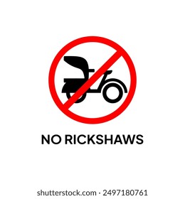 Labels, stickers or signs prohibiting rickshaws in the area.